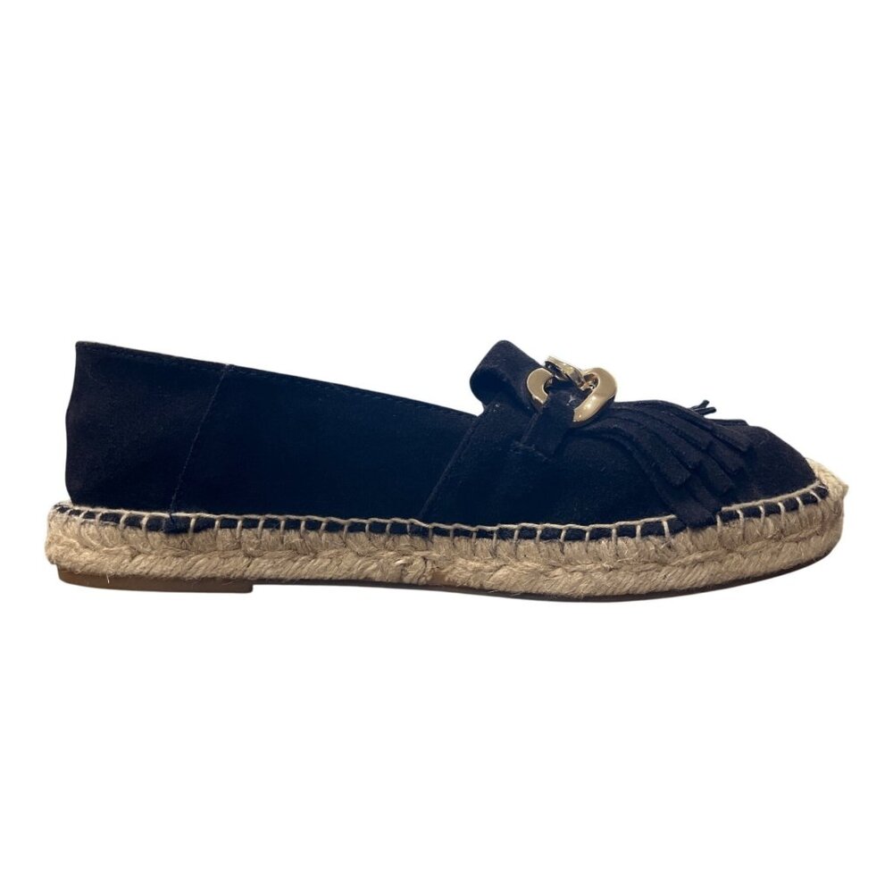 Massimo Dutti Black Suede Espadrille Loafer Gold-Chain Fringe EU 38 / US 7.5 - Picture 5 of 10